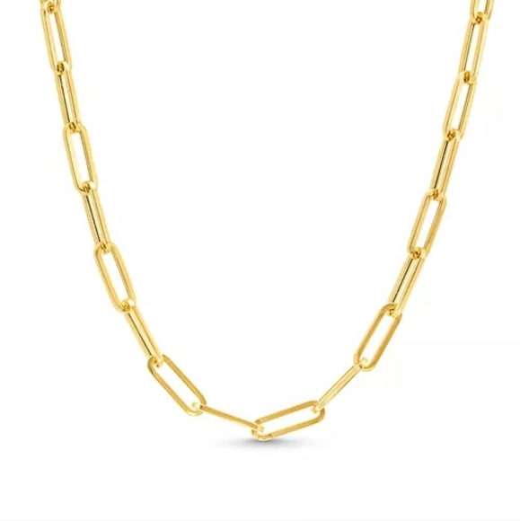 Hollywood Sensation Gold Plated Paperclip Chain Link Necklace - Picture 1 of 3